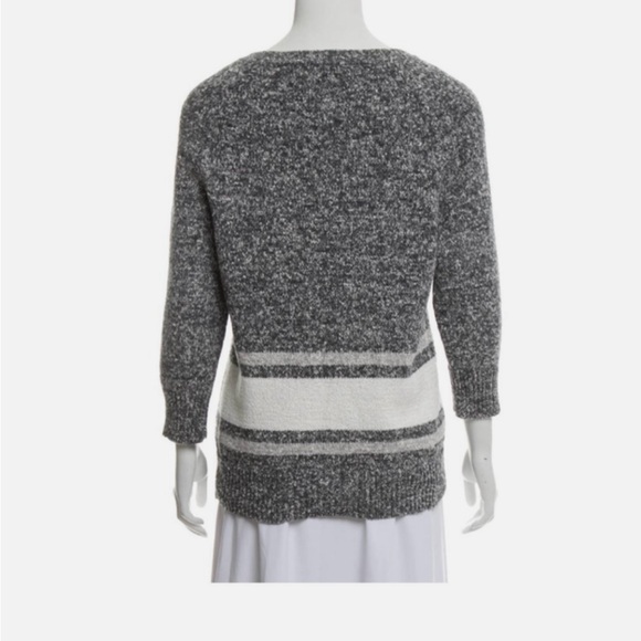DEREK LAM 10 Crosby Grey White Striped Knit‎ Crew Neck Sweater, Size 0 XS - Picture 2 of 6